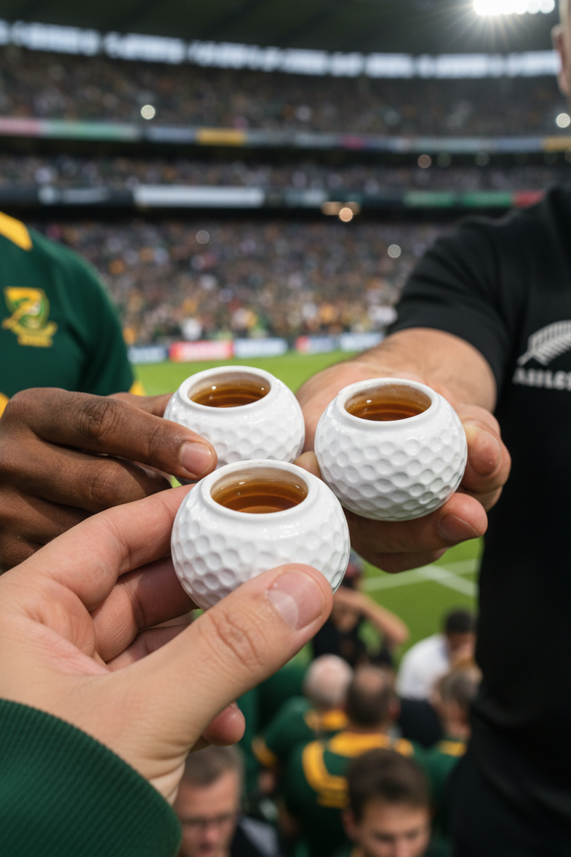 Close-up 3 Hands Golf Ball Shot Glasses Stadium
